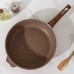 Сковорода «Гранит Brown», d=30 см, съёмная ручка, стеклянная крышка, антипригарное покрытие, цвет коричневый
