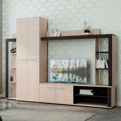 Гостиная Монако, 2500х350х1840, Ясень шимо светлый/Венге