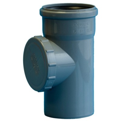 Ревизия с крышкой канализационная ПП 110 мм с раструбом серая(уп.40 шт)