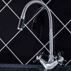Смеситель для кухни RMS SL92BL-279F, двухвентильный, высокий излив, хром/черный