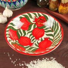 Супница Риштанская Керамика «Гранаты» 1 л, d=23 см, керамика, белая, красная