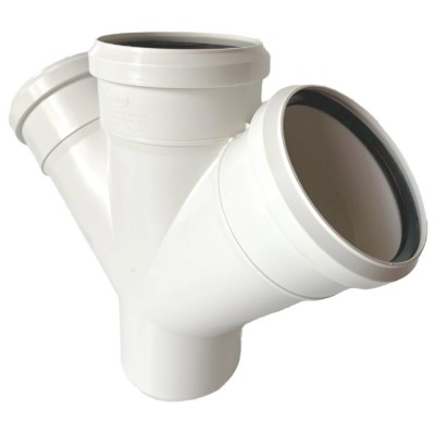 Крестовина одноплоскостная канализ. бесшумная ПП 50*50*50*45гр. мм с раструбом белая Синикон комфорт