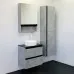 Тумба-умывальник Comforty «Эдинбург-60-2», бетон светлый с чёрной столешеницей, с раковиной 9111