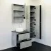 Тумба-умывальник Comforty «Эдинбург-60-2», бетон светлый с чёрной столешеницей, с раковиной 9111